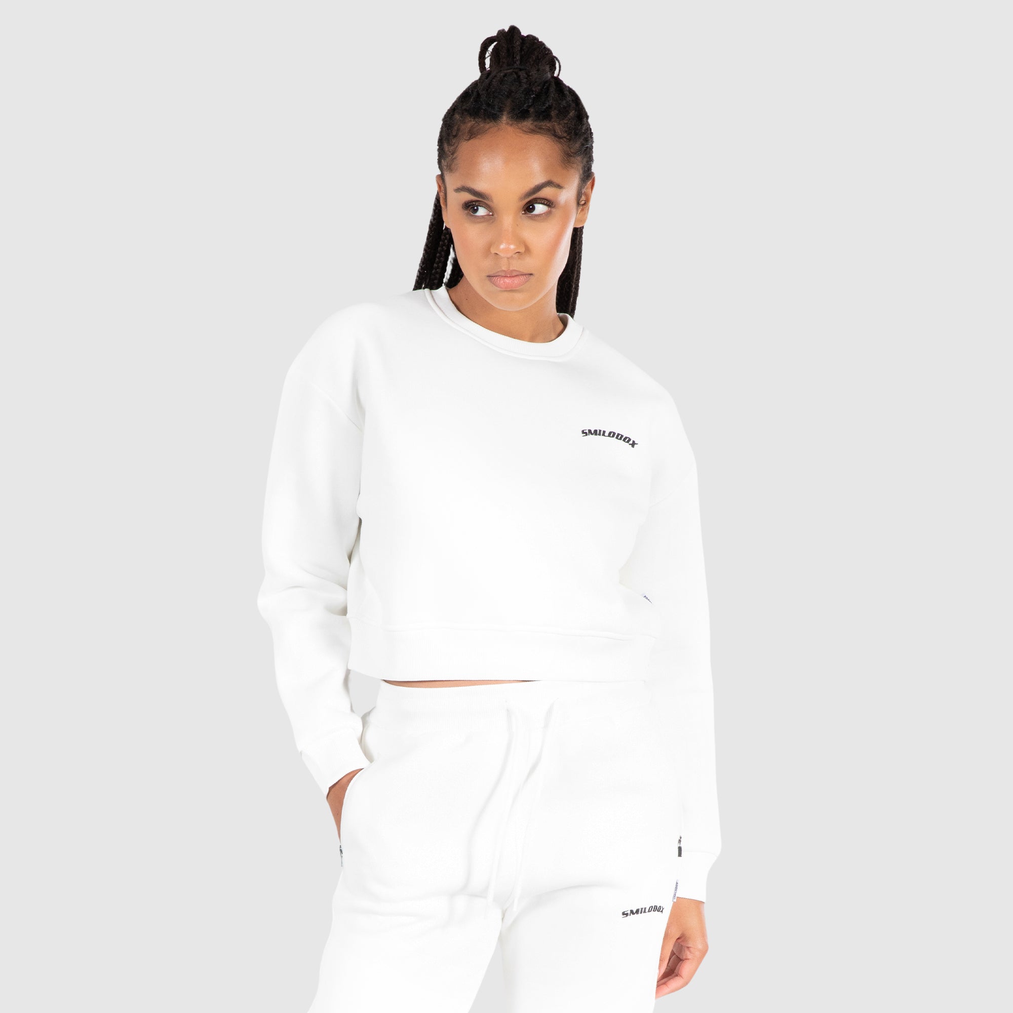 Crew neck cropped sweatshirt online