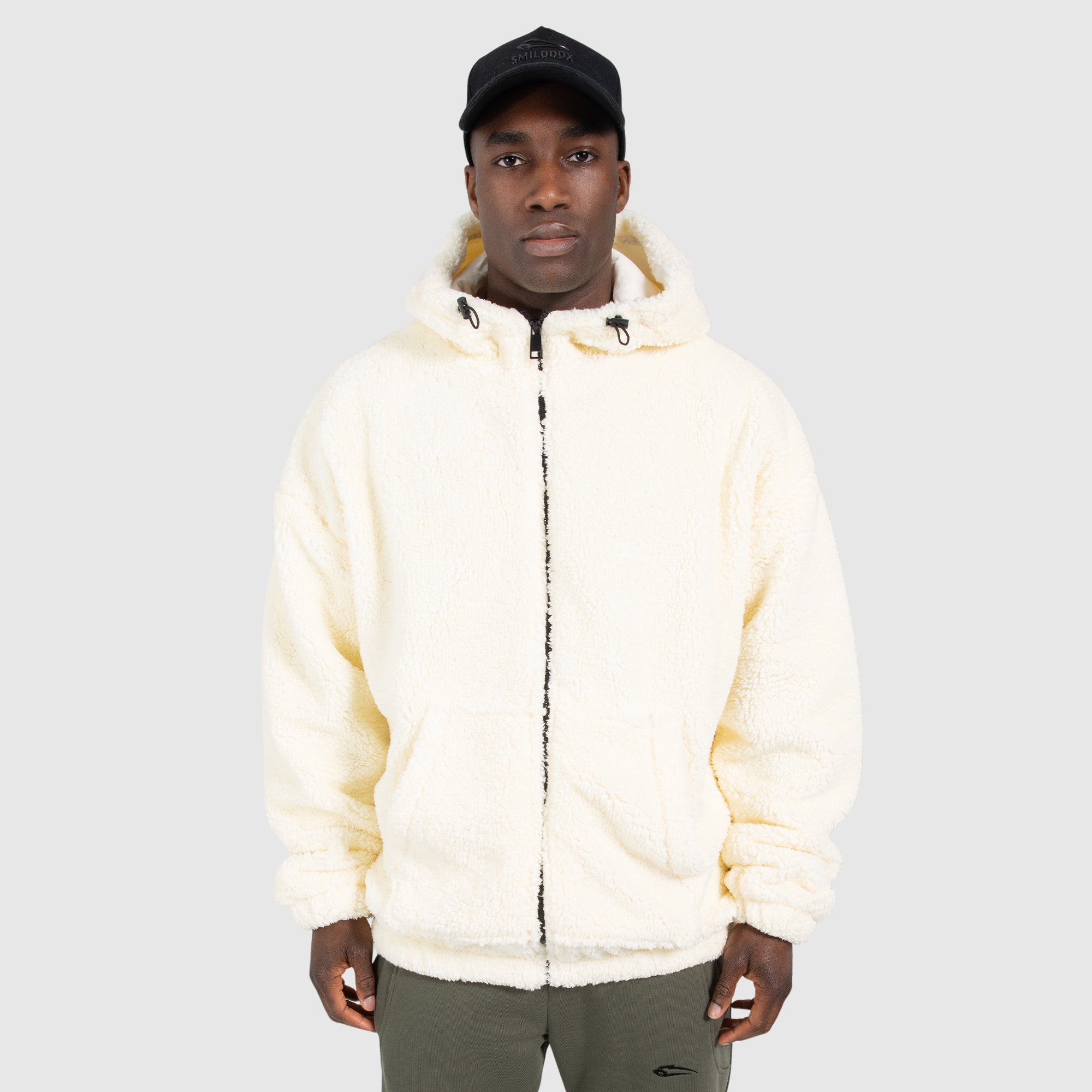 Kapuze Teddyfell Jacke Herren WeiÃƒÂŸ Teddy Jacke Lando