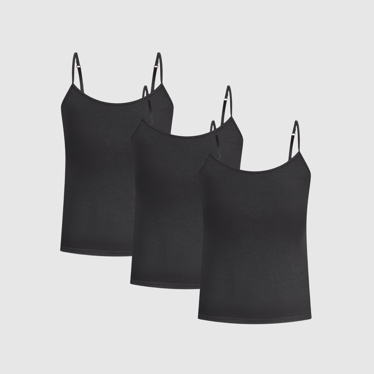 Modal Spaghetti Top 3er Pack - Schwarz / XS