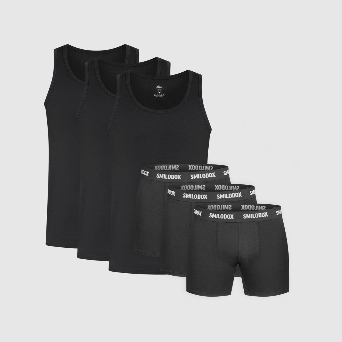 Modal Boxershorts & Unterhemd 3er Pack - Schwarz / S